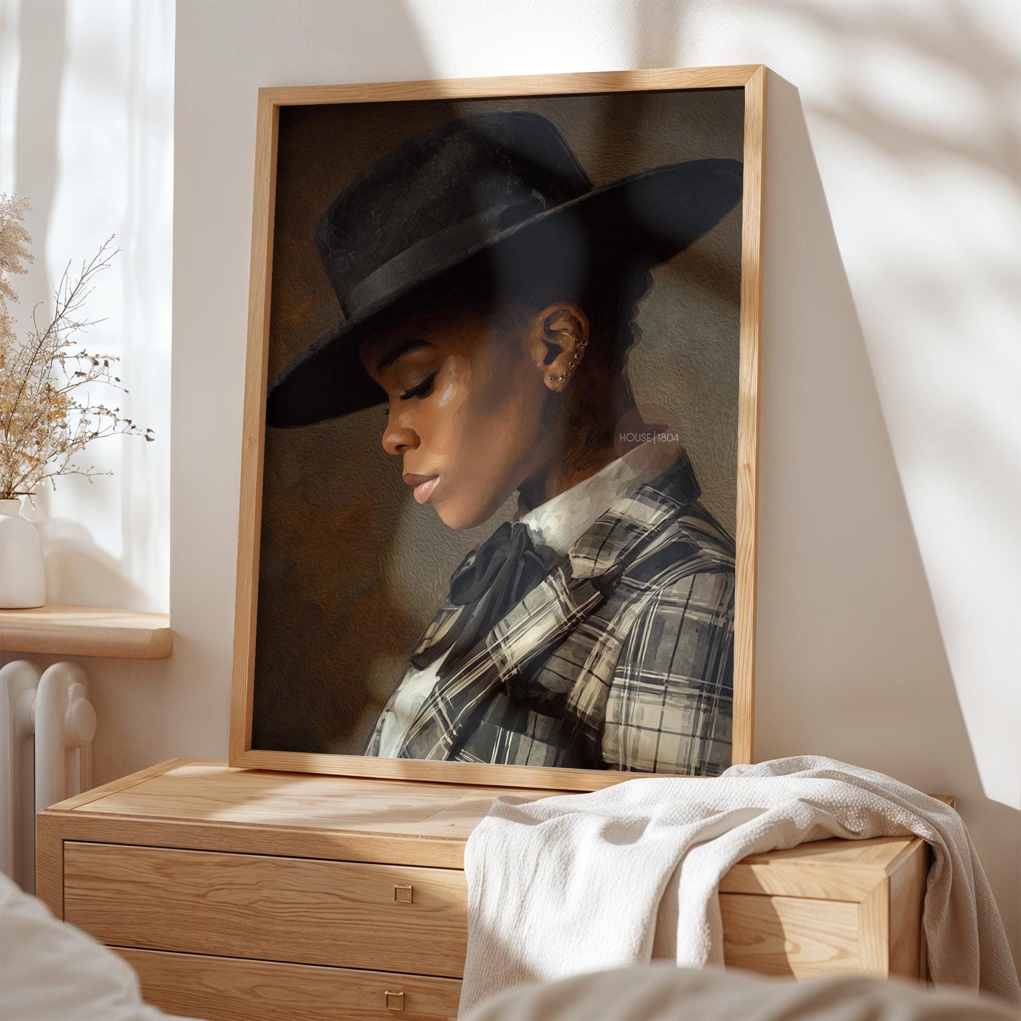 Black Woman Dandy Art - Afrocentric Wall Art | Vibrant Bohemian Dandy Artwork Canvas