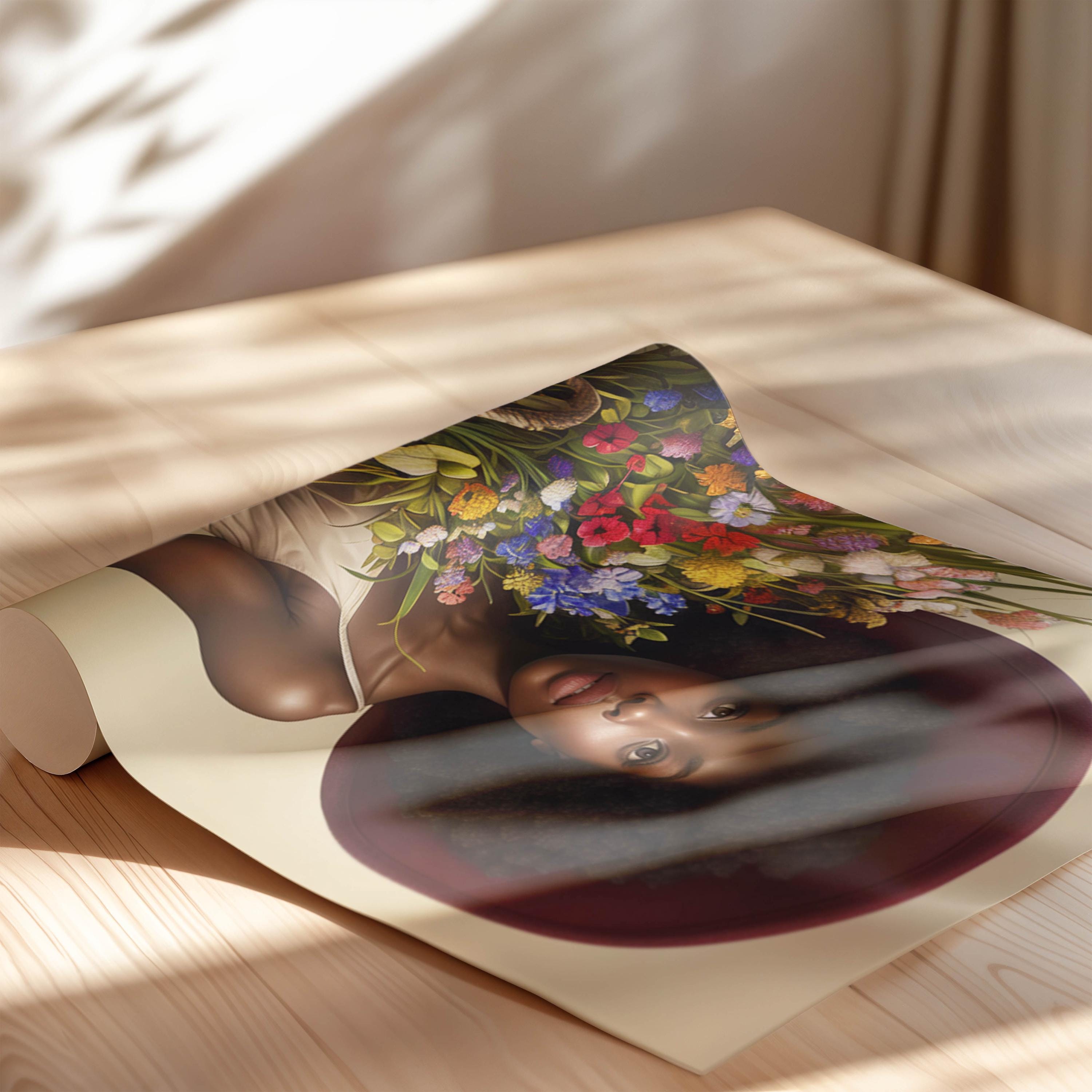 Black Plant Lady Art. Black Woman Art Print, Caribbean Woman Art, Black Home Decor, African American Art, Black Art Canvas, Black Planter