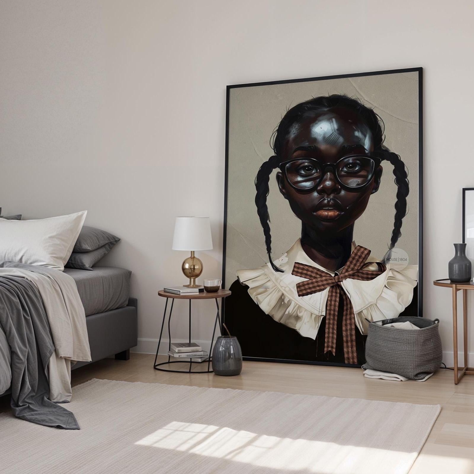 Black Girl Art Print | School Girl Framed Canvas Wall Art