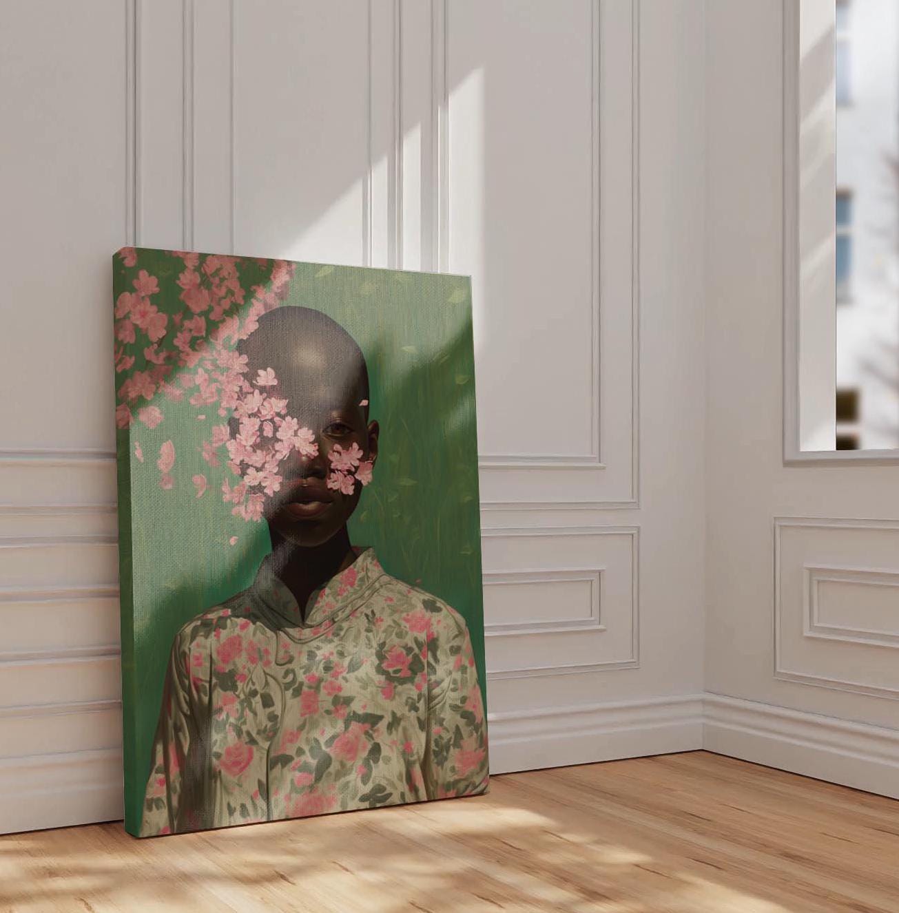 Bald Black Woman Wall Art, Bald Woman Art, Colorful Black Woman Flowers Art, Black Girl Art Prints, African American Wall Art, Modern Black