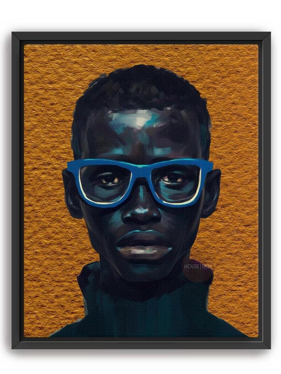 Modern African American Boy Portrait Art: Colorful Canvas Print