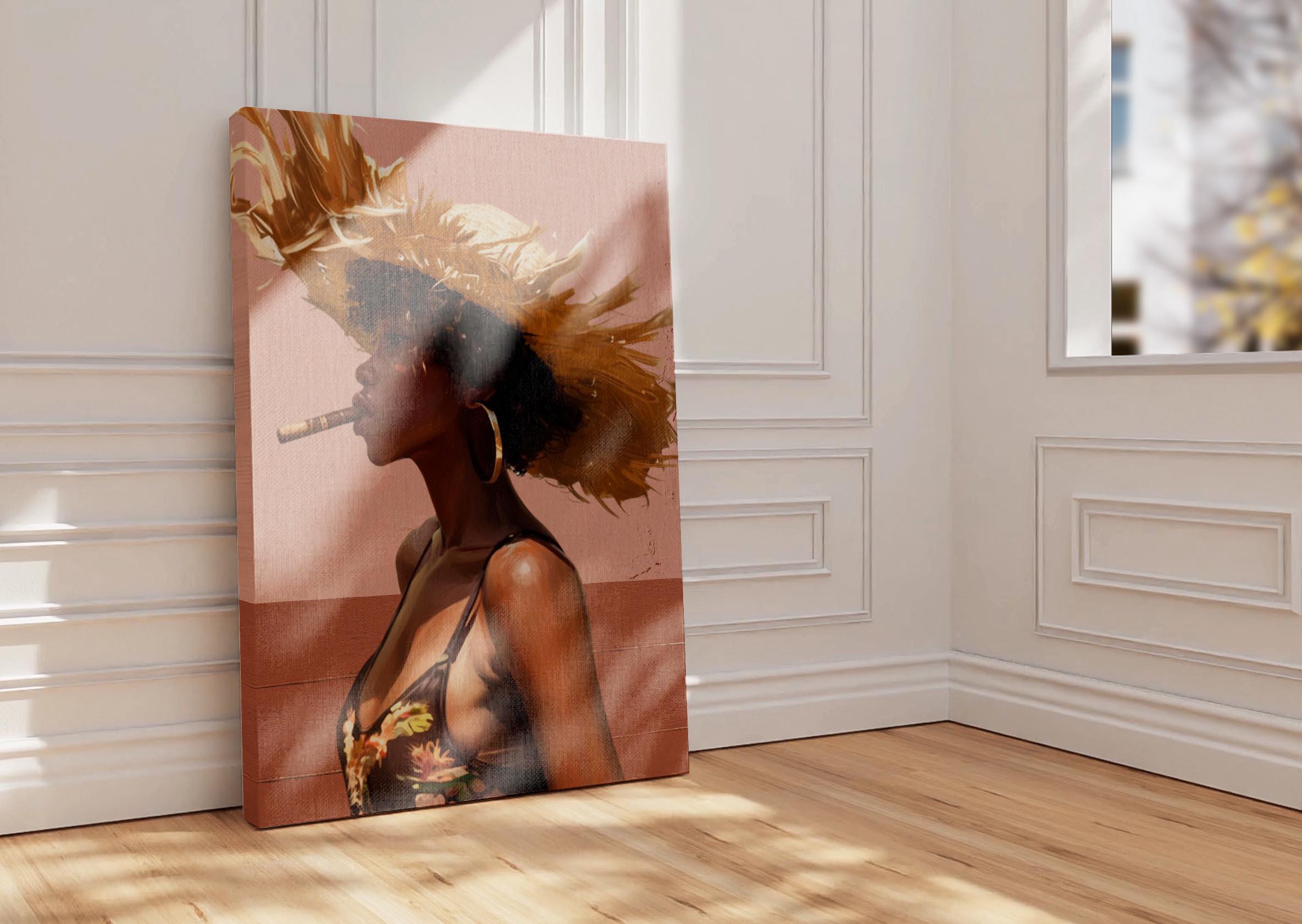 Black Woman Art, Black Woman Decor, Black Woman Gift, Black Woman Hat Portrait, Gift For Black Woman, Black Girl Art Print, Caribbean Art