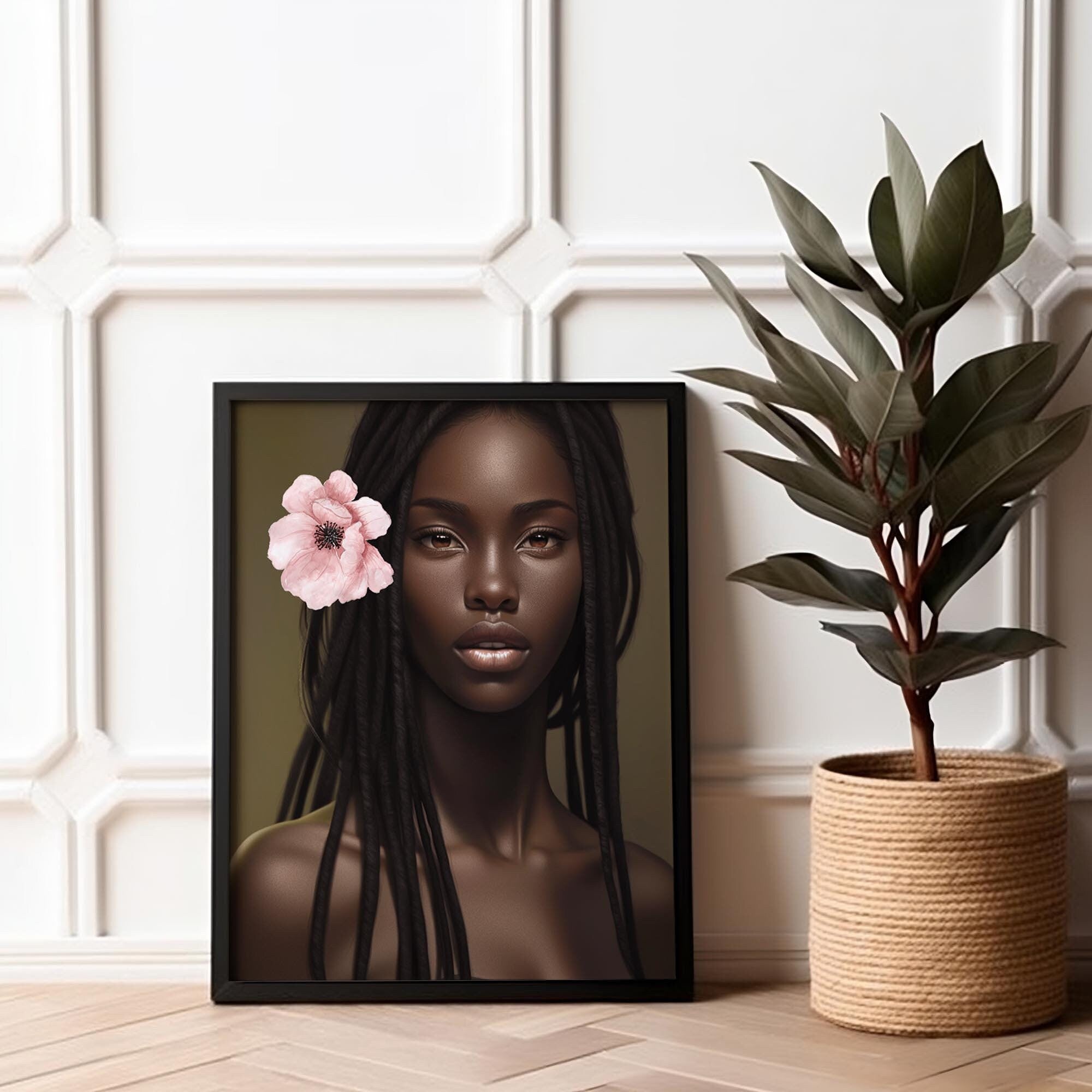 Black Woman With Locs, Dreads Art, Black Woman Art, African Woman Hair, Natural Hair, Dreadlocks Art, Black Hair Art, Bohemian Black Art