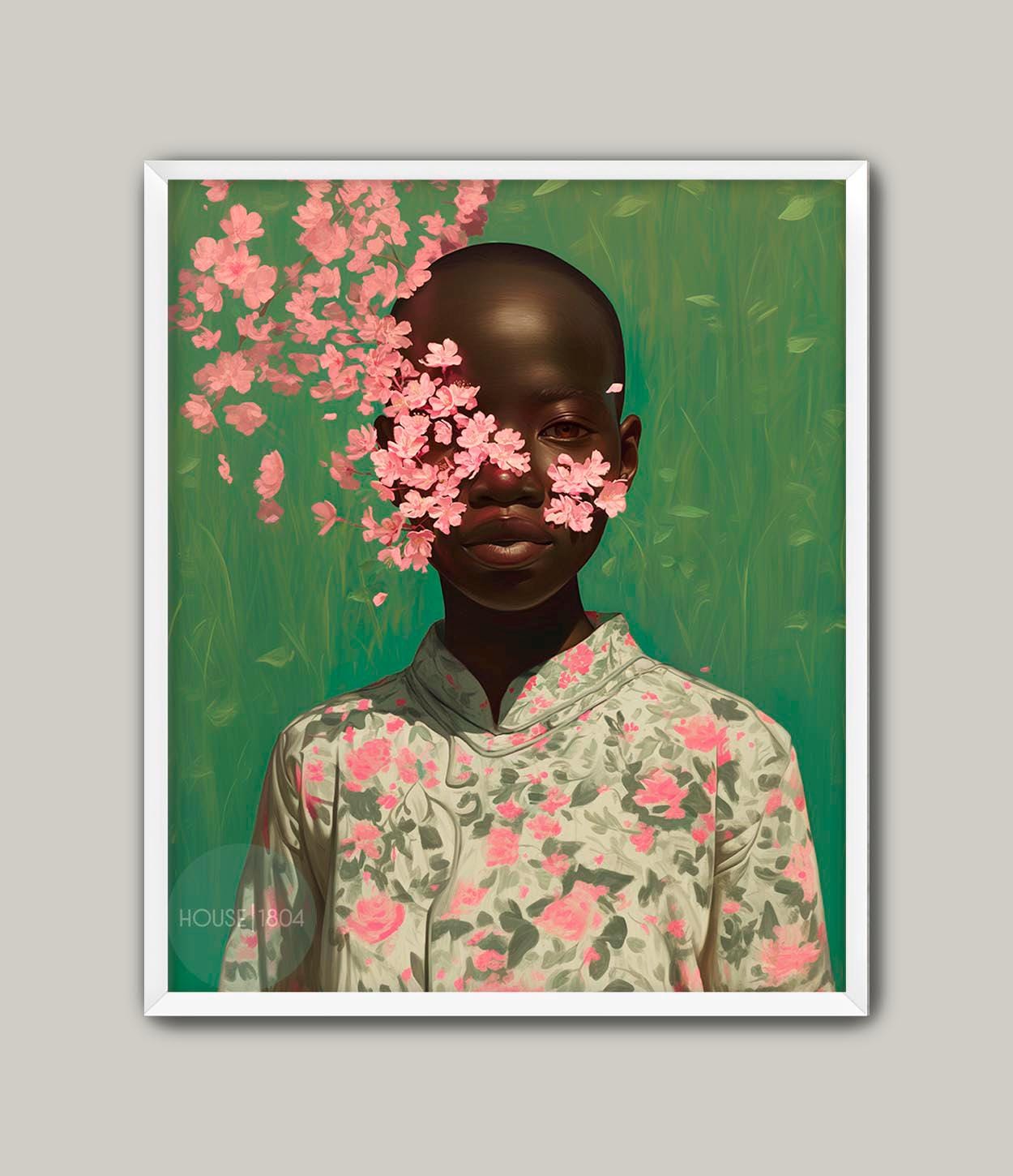 Bald Black Woman Wall Art, Bald Woman Art, Colorful Black Woman Flowers Art, Black Girl Art Prints, African American Wall Art, Modern Black