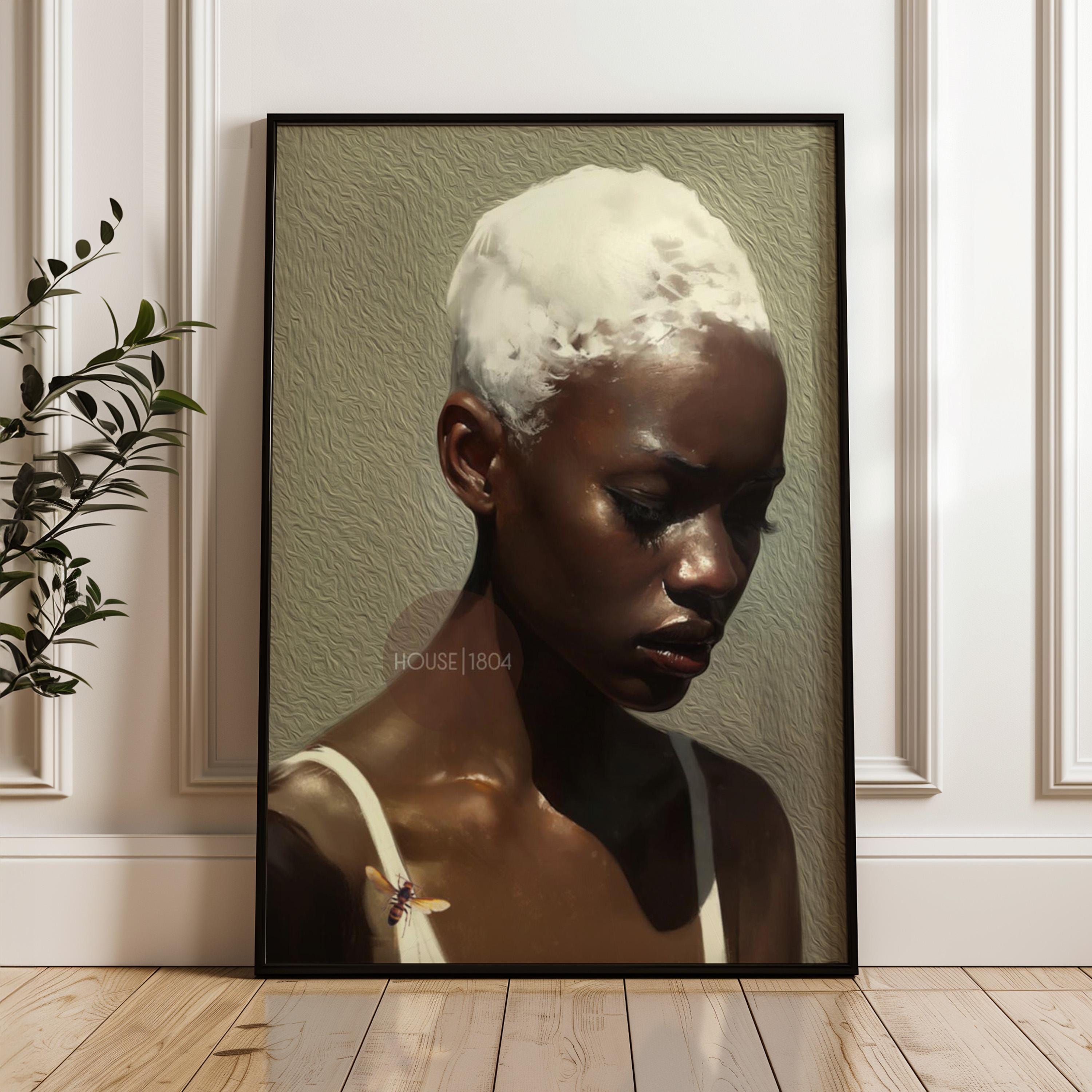 African American Wall Art Print, Modern Minimalist Black Woman Neutral Art