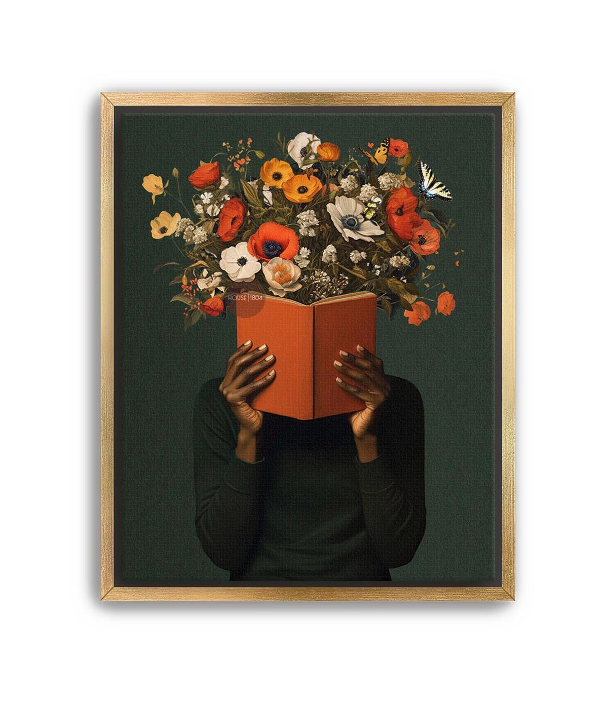 Black Reading Wall Art, African American Book Lover Canvas Print, Framed Unframed Art
