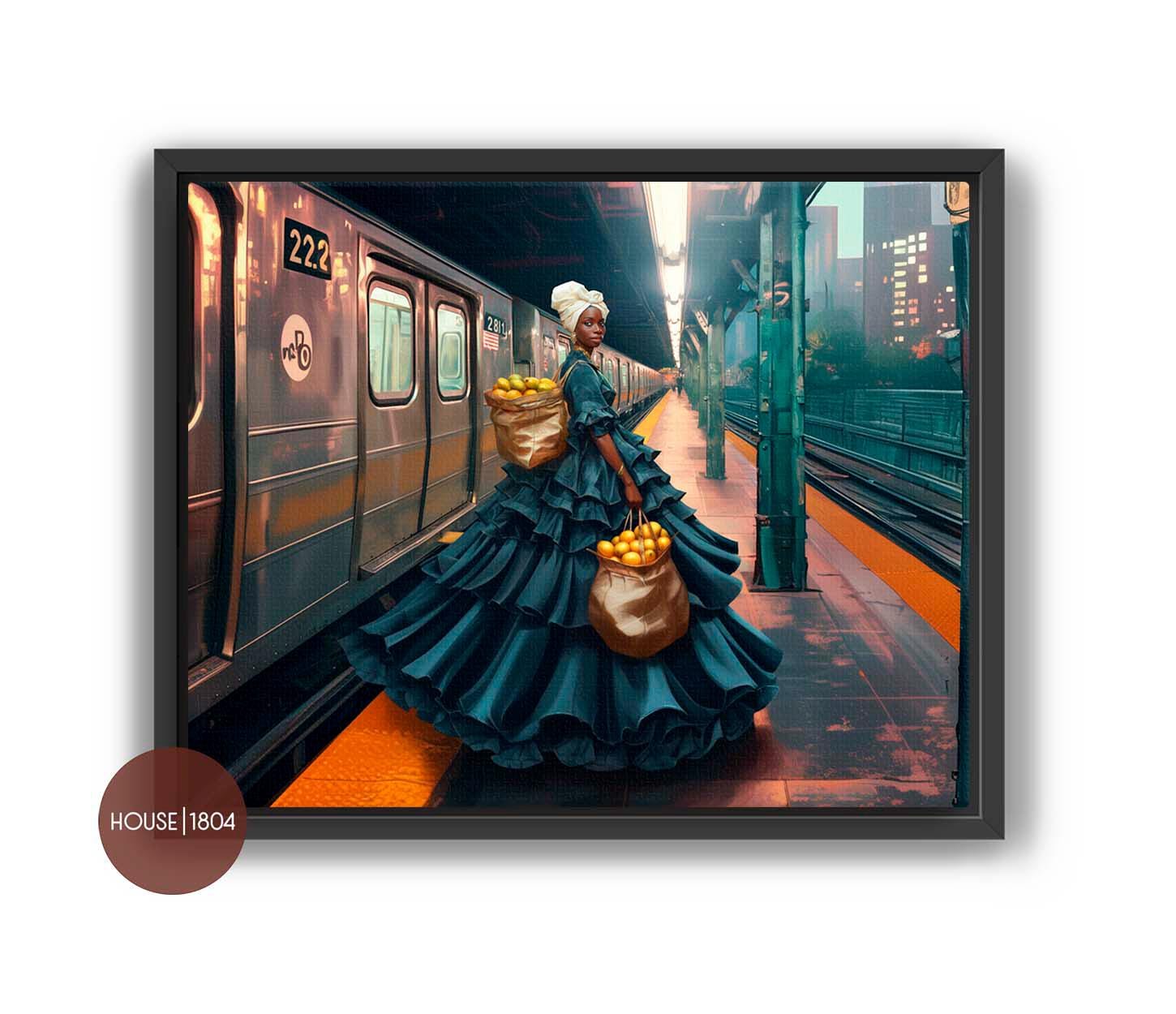 Karabela Dress Art, Haitian Fashion Art, Haitian In The City, Karabela Art, Caribbean Art, Bohemian Art Prints, Modern Haitian Art Prints