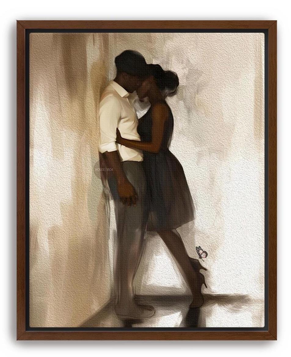Black Love Art Print, African American Couple, Valentine&