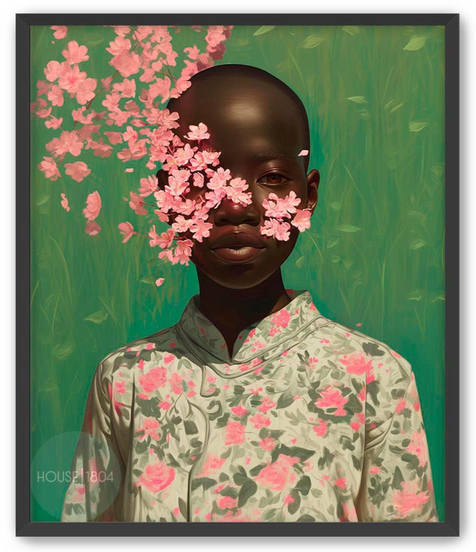 Bald Black Woman Wall Art, Bald Woman Art, Colorful Black Woman Flowers Art, Black Girl Art Prints, African American Wall Art, Modern Black