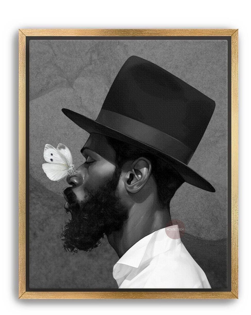 African American Man Portrait Print: Black White Modern Canvas Art