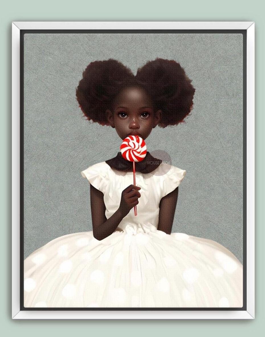 Black Kids Wall Art, Cute Black Girl Nursery Art, Black Toddler Room Art