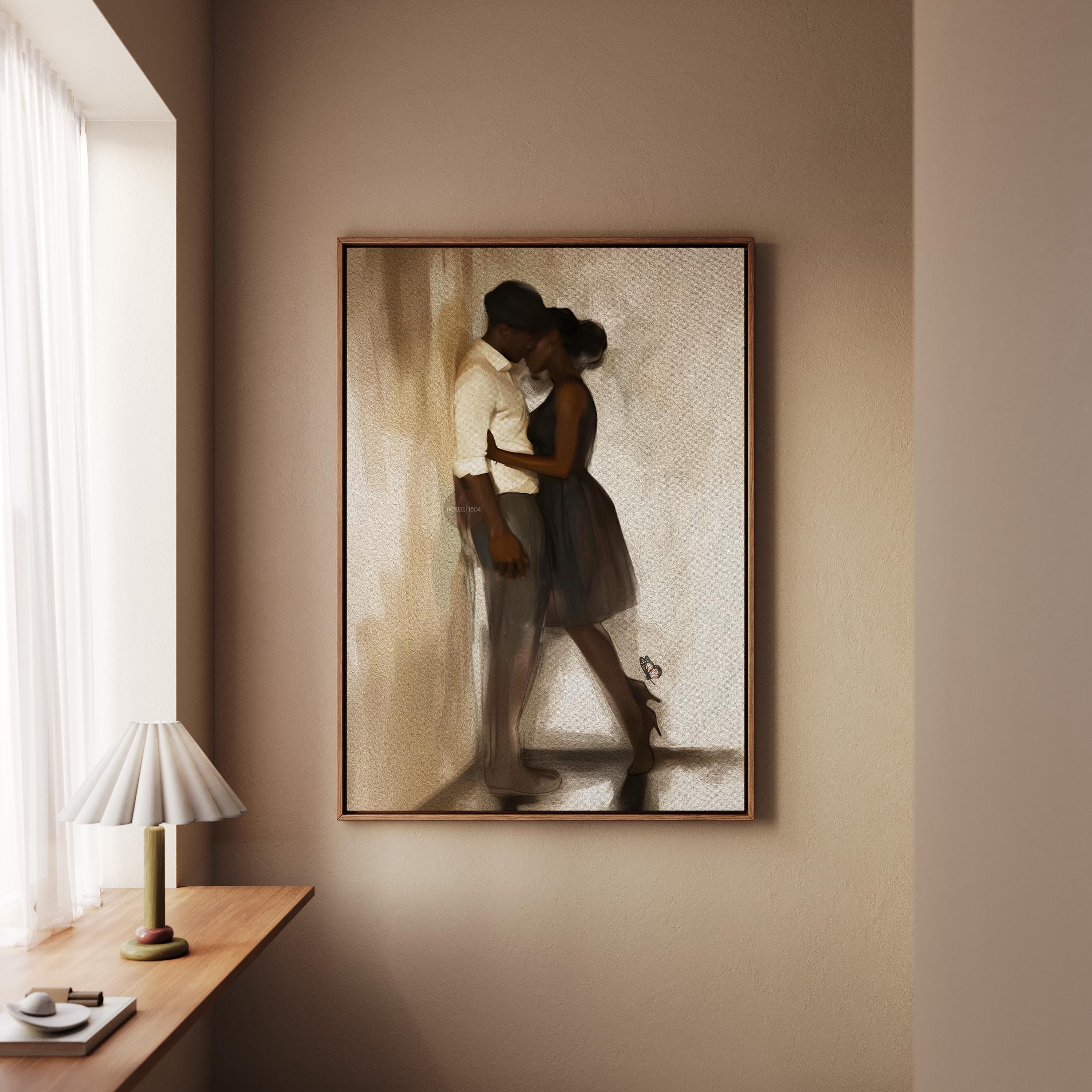 Black Love Art Print, African American Couple, Valentine&