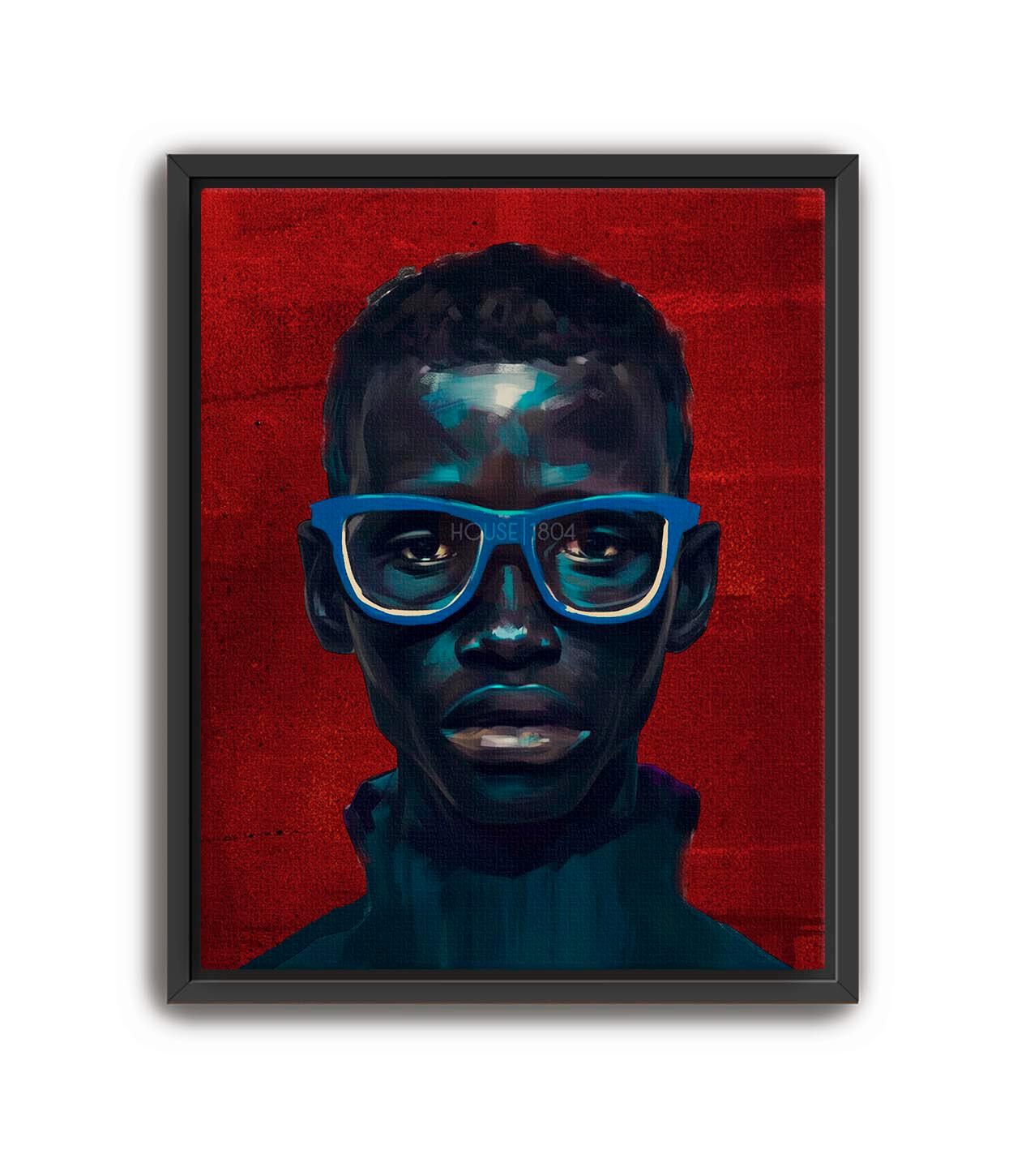Black Man Art Canvas, Black Man Blue Wall Art, Black Man Portrait Art, Modern African American Wall Art, Black Man in Red and Blue Modern