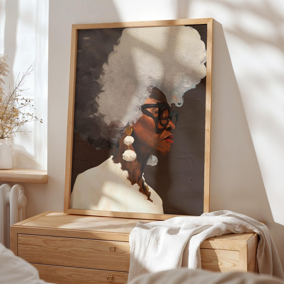 Gray Hair Dont Care, Black Woman Afro Wall Art, Middle Aged Lady Canvas, 50+ Artwork, Abstract