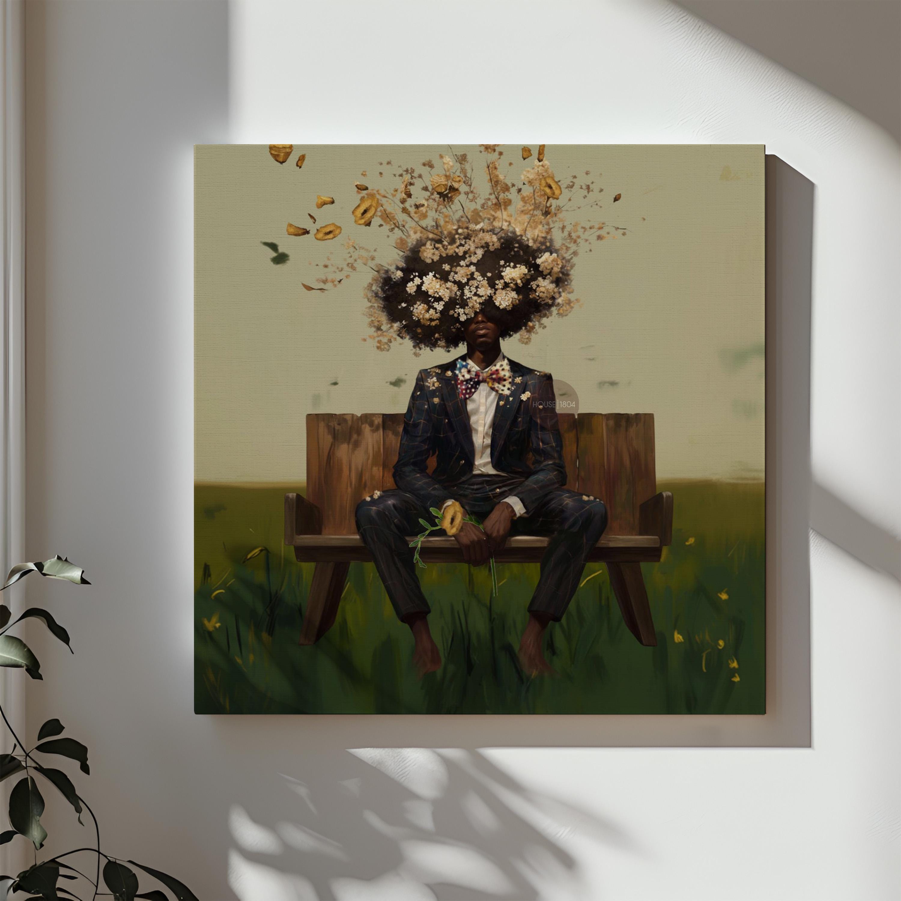 Black Man Afro Art: Square Art Print, Black Man Canvas Wall Art, Abstract Male Portrait Art