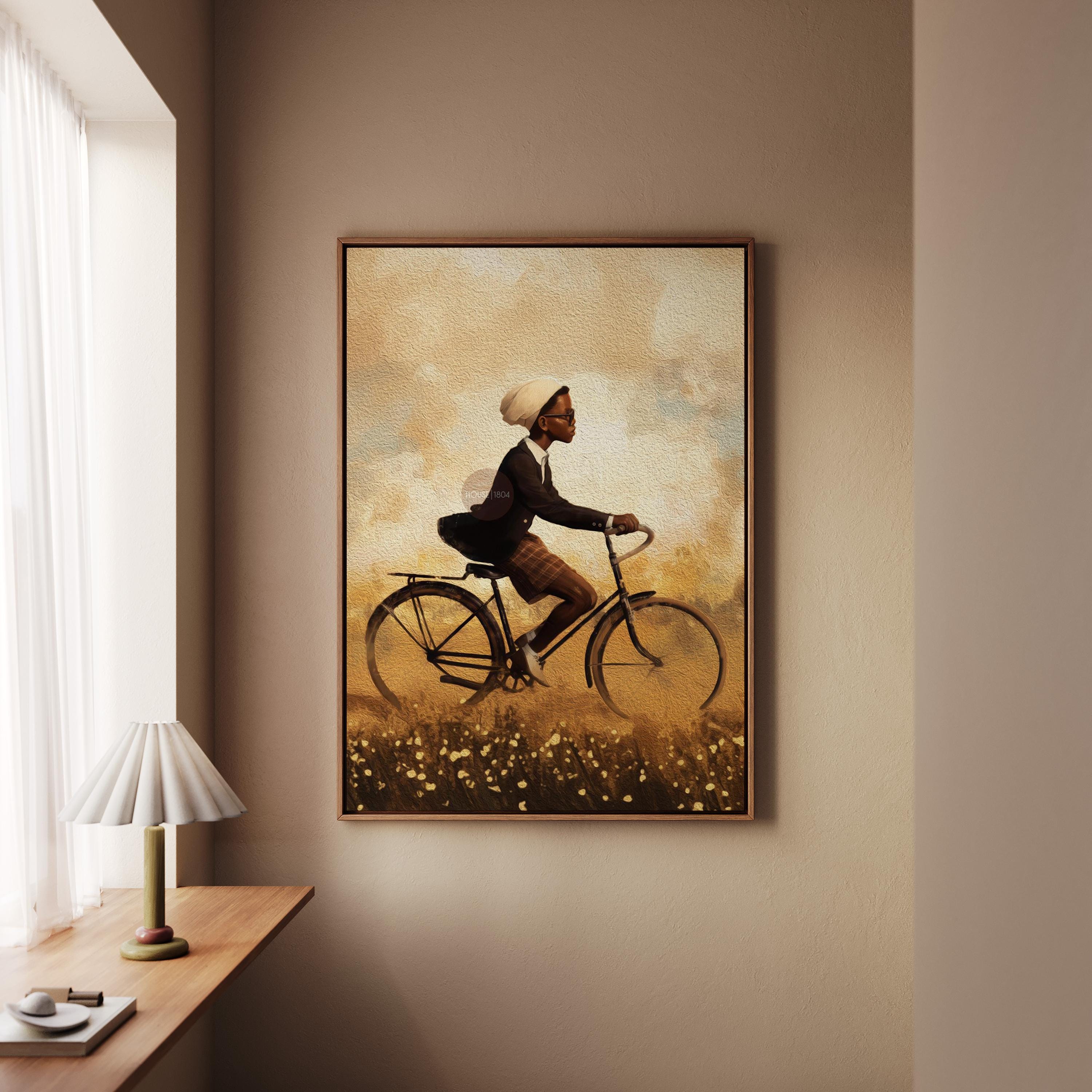 Black Boy Whimsical Framed Canvas Art