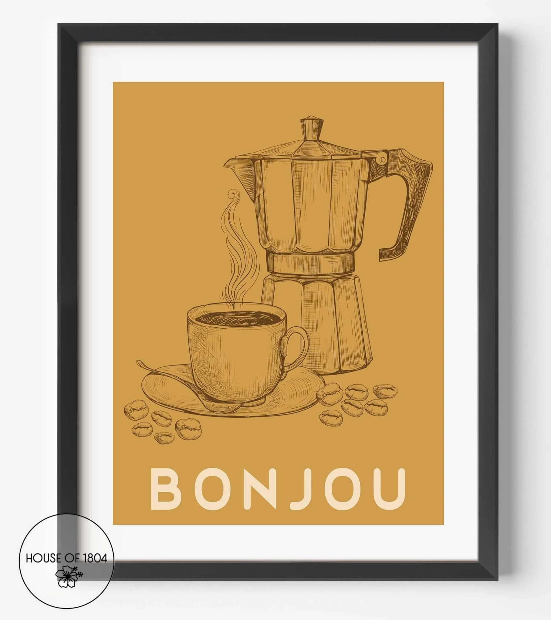 Bonjou Vintage Yellow Art Print
