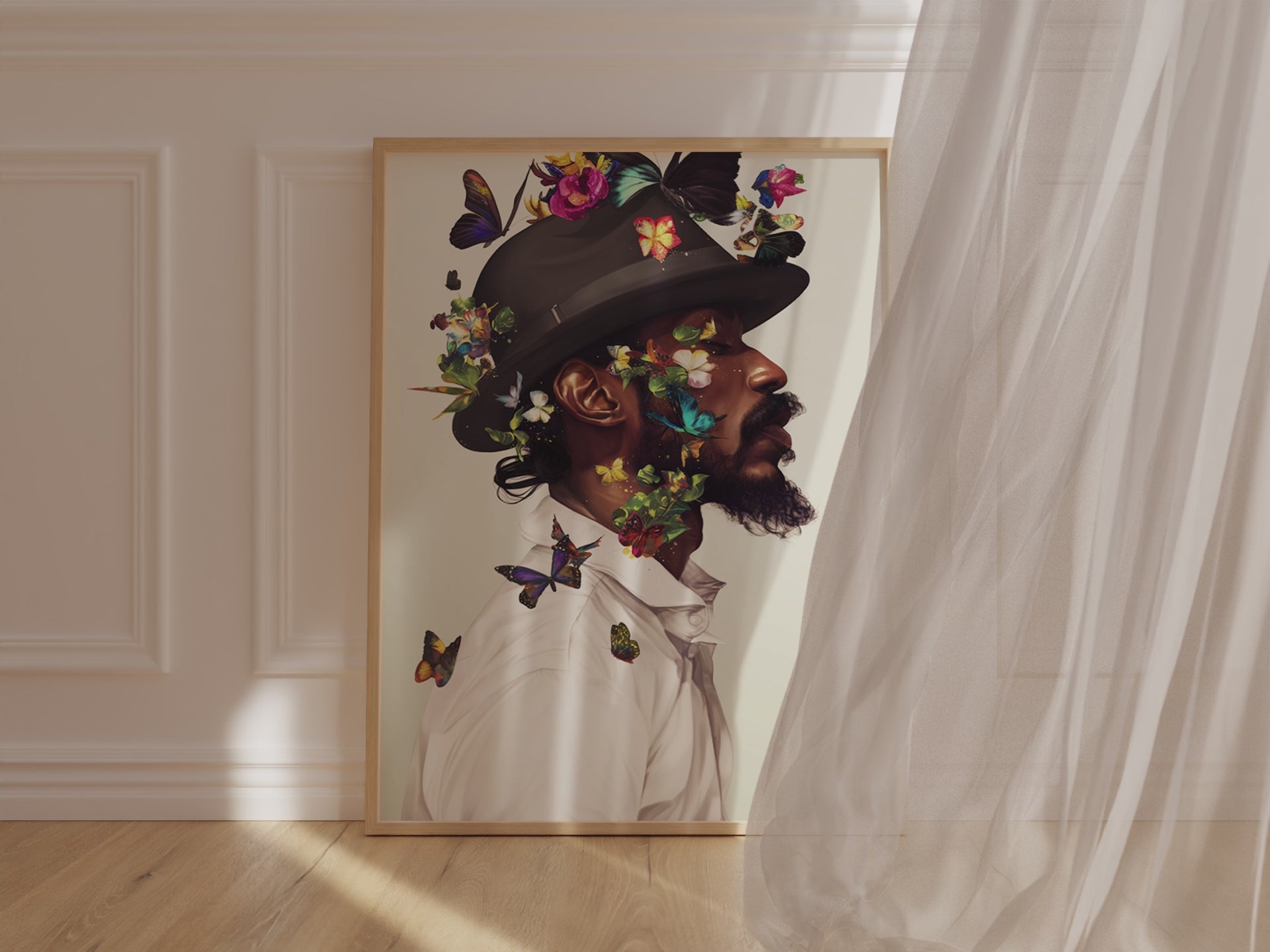 Black Man Floral Wall Art