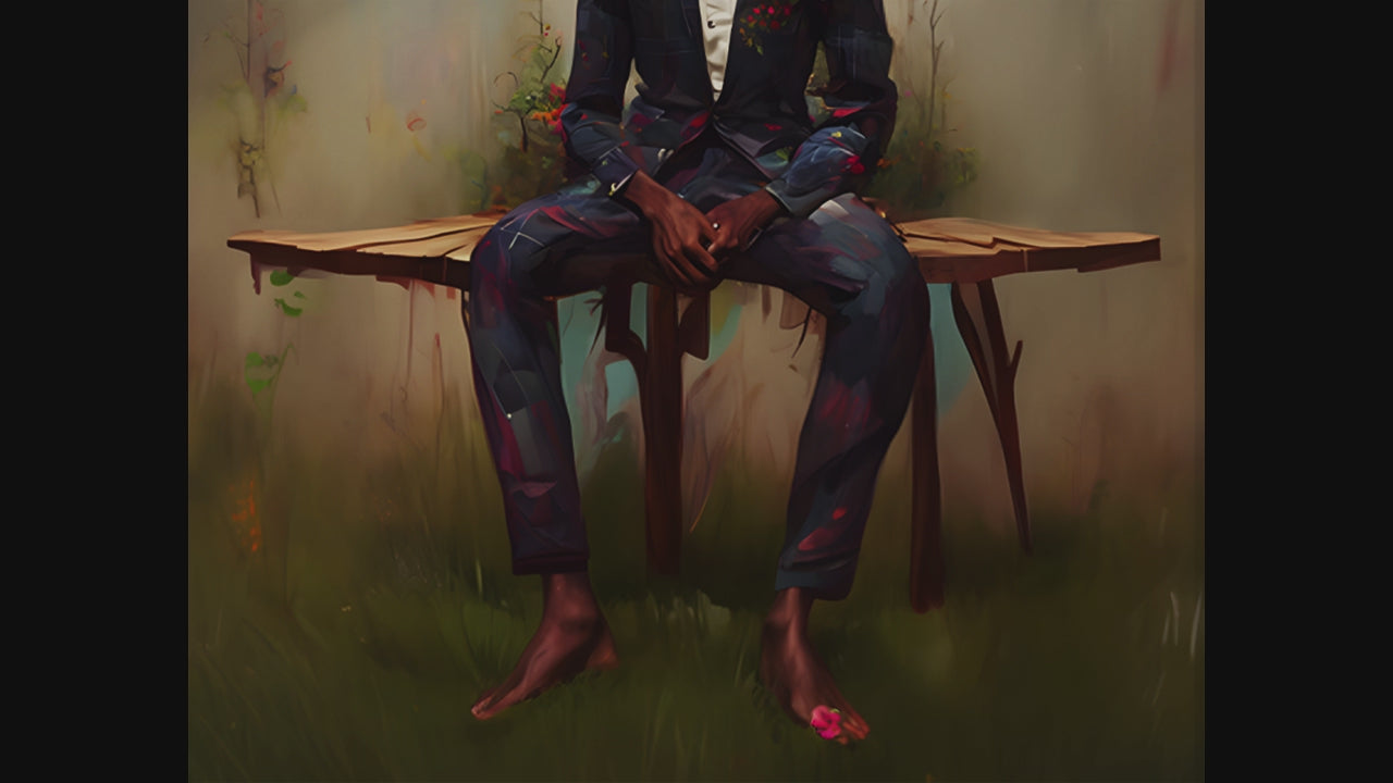 Black Man Flower Beard Canvas Art Print