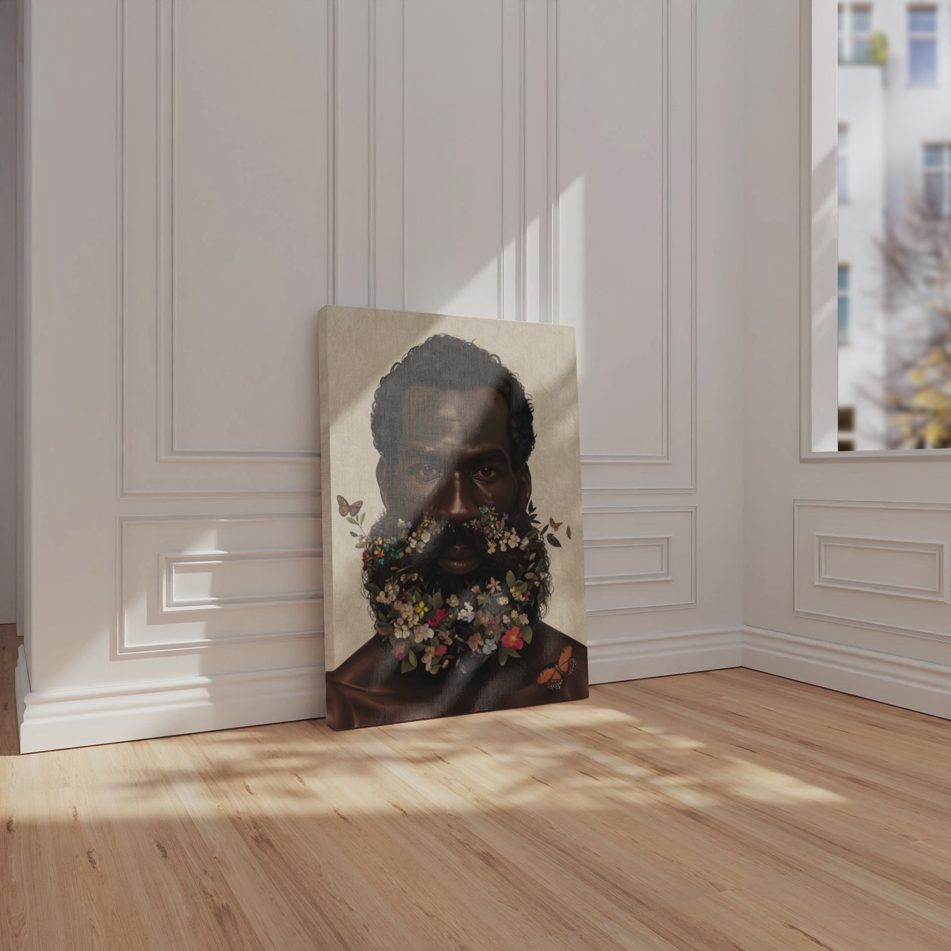 Black Man Floral Beard Wall Art