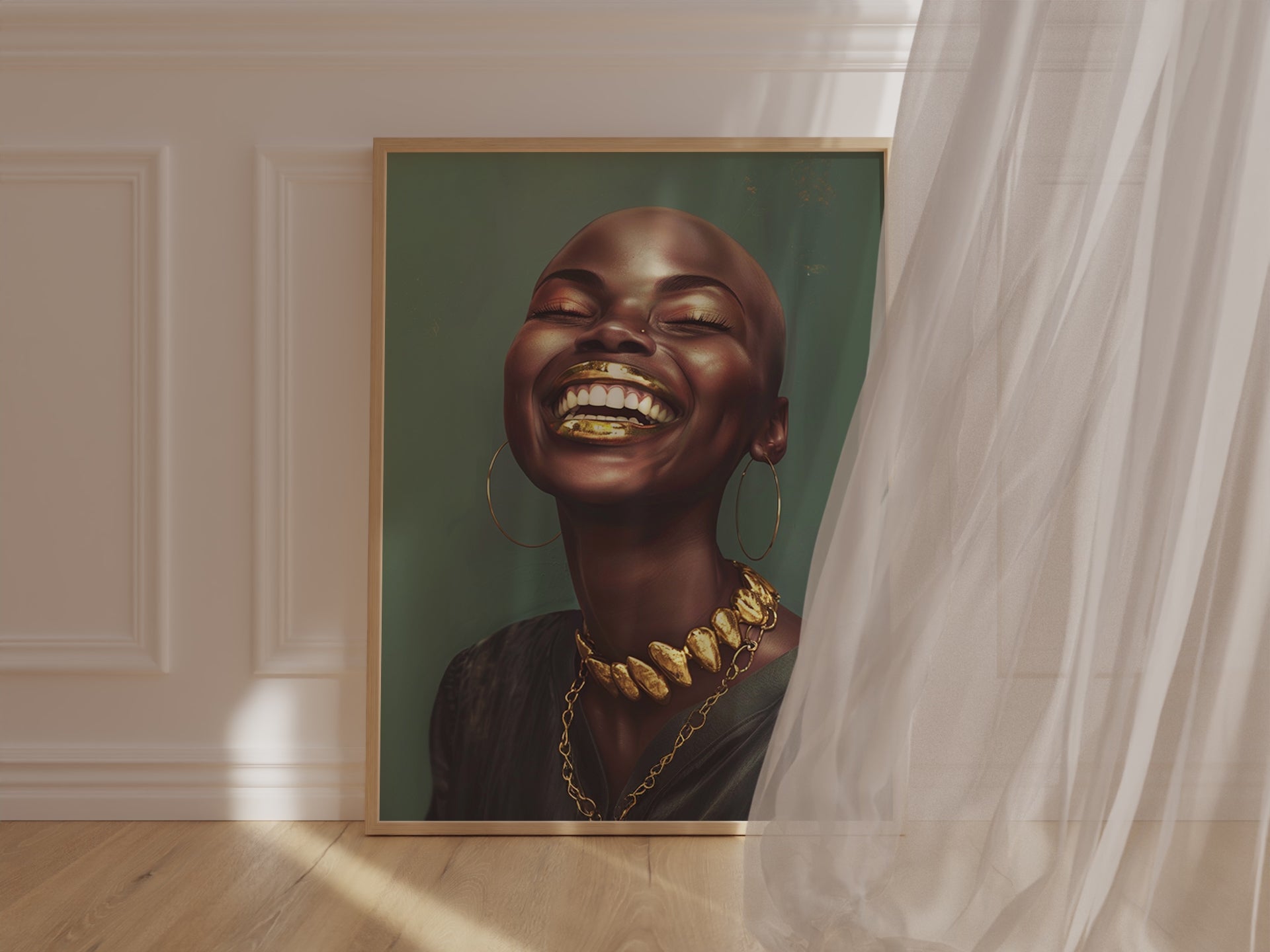 Gold and Black Woman Africa American Canvas Art