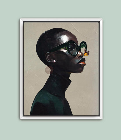 Black Woman Art Print Neutral Afrocentric Canvas Beige Luxury Art