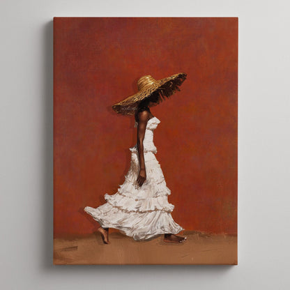 Afrocentric Wall Art, Terracotta Black Woman Portrait Canvas | Framed Unframed