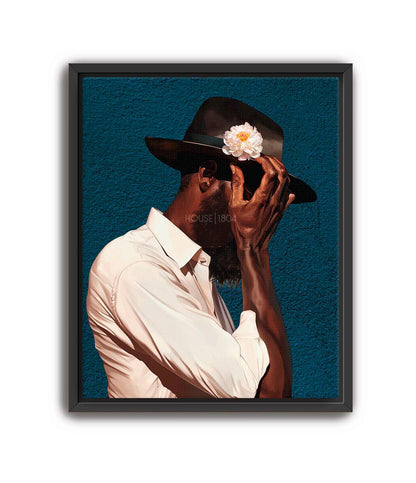 Modern Black Man Art, Black Wall Art, Black Man Floral Print, Black Man Blues, Boho Black Man Fashion Art, Abstract Black Art, Gift for Him