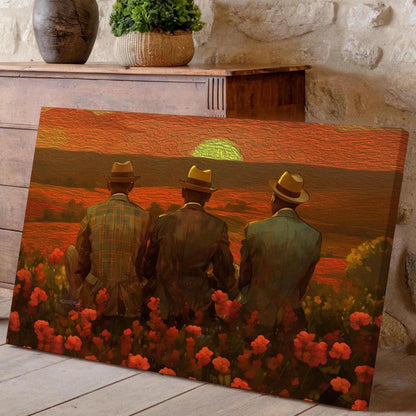 African American Man Canvas, Black Brothers Art, Black Men Wall Art, Brotherhood Art Print, Vintage Style Brotherhood Portrait