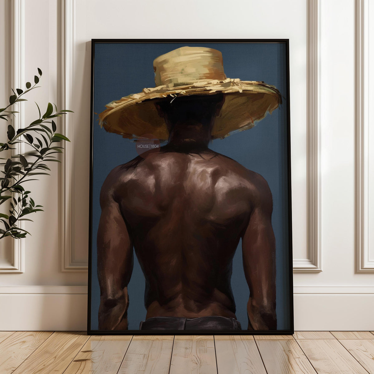Afro Caribbean Wall Art, Island Black Man Portrait, Deep Blue Sea