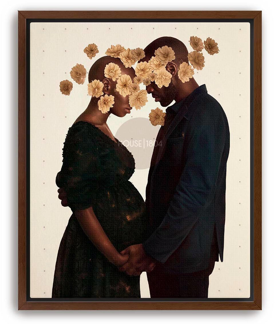 Pregnant Woman Art Print, Pregnant Black Mothers Art,  Black Motherhood Art, Black Dad Art, Black Mothers Day Gifts, Modern Black Couple Art