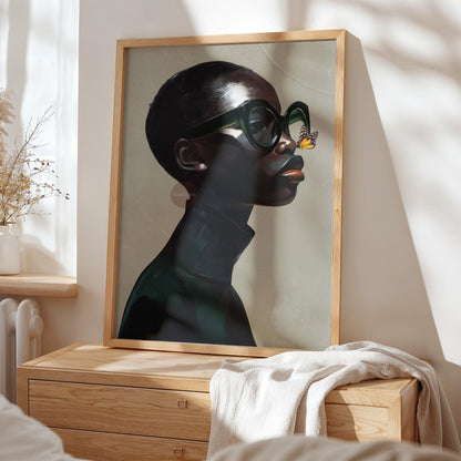 Black Woman Art Print Neutral Afrocentric Canvas Beige Luxury Art