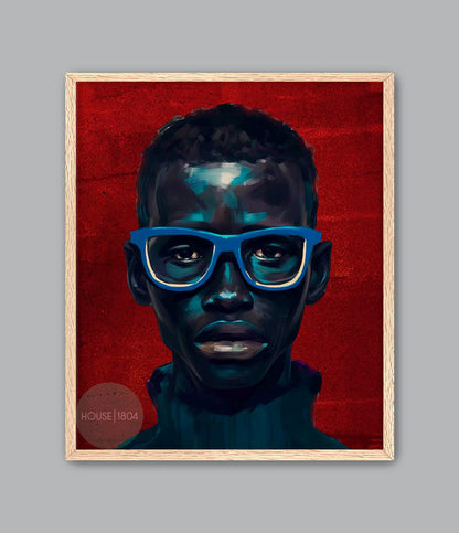 Black Man Art Canvas, Black Man Blue Wall Art, Black Man Portrait Art, Modern African American Wall Art, Black Man in Red and Blue Modern