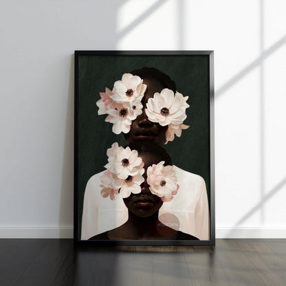 Black Mother and Daughter Canvas Wall Art: Motherhood, African American Family