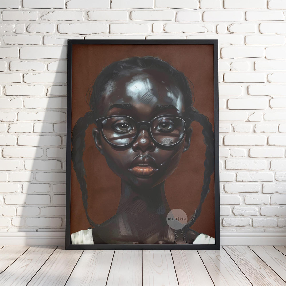 Little Black Girl Wall Art Framed: Afrocentric, African American Children Canvas Print