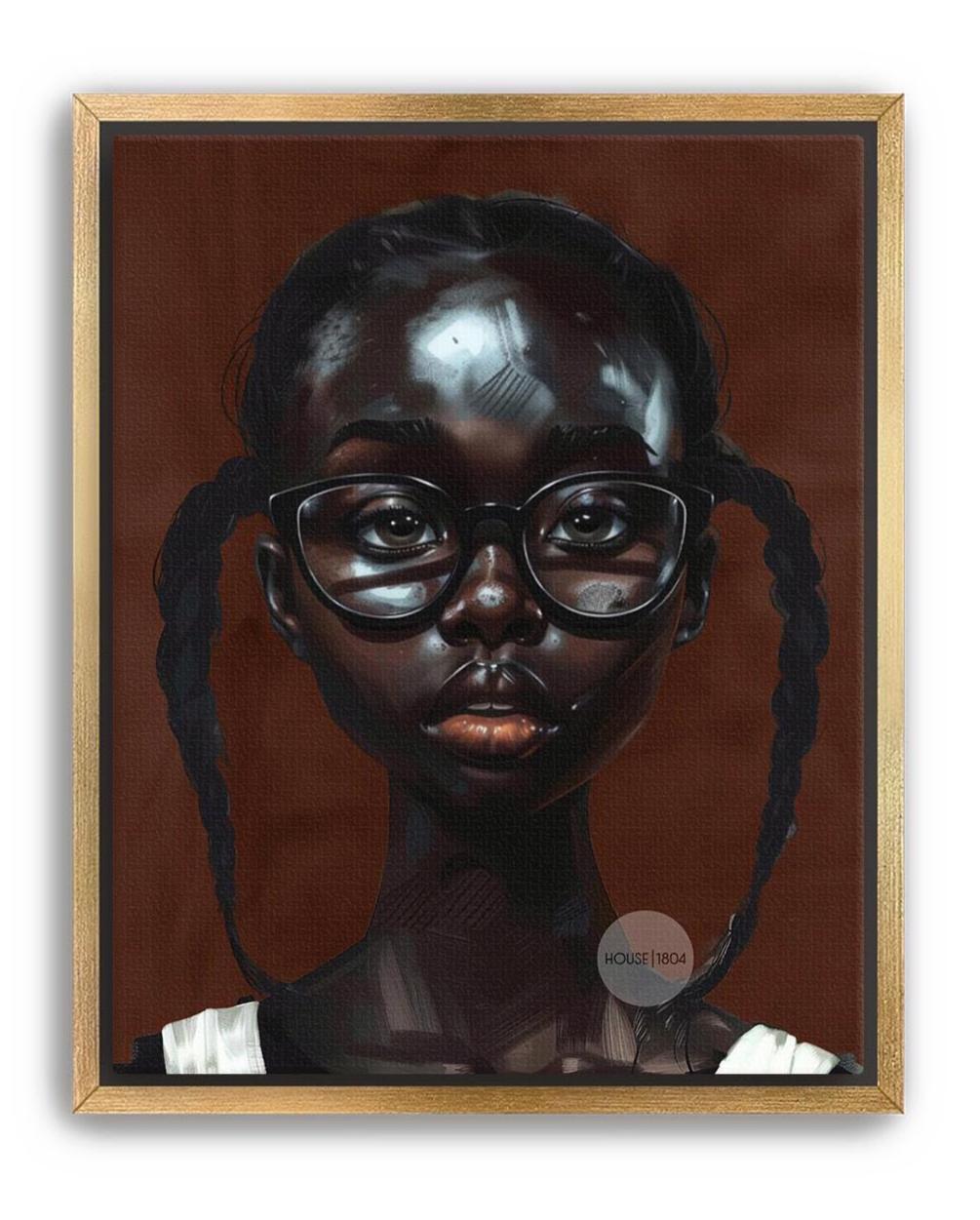 Little Black Girl Wall Art Framed: Afrocentric, African American Children Canvas Print