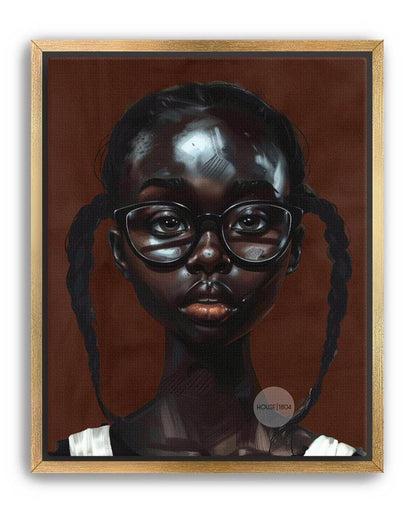 Little Black Girl Wall Art Framed: Afrocentric, African American Children Canvas Print