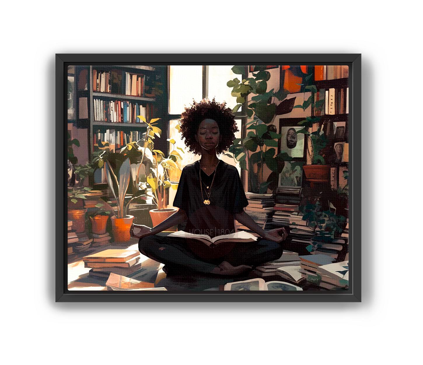 Black Woman Yoga Pose Pictures Art, Black Woman Meditating, Afro Wall Art, Black Woman Print, Black Bohemian Art, Black Woman Wall Art