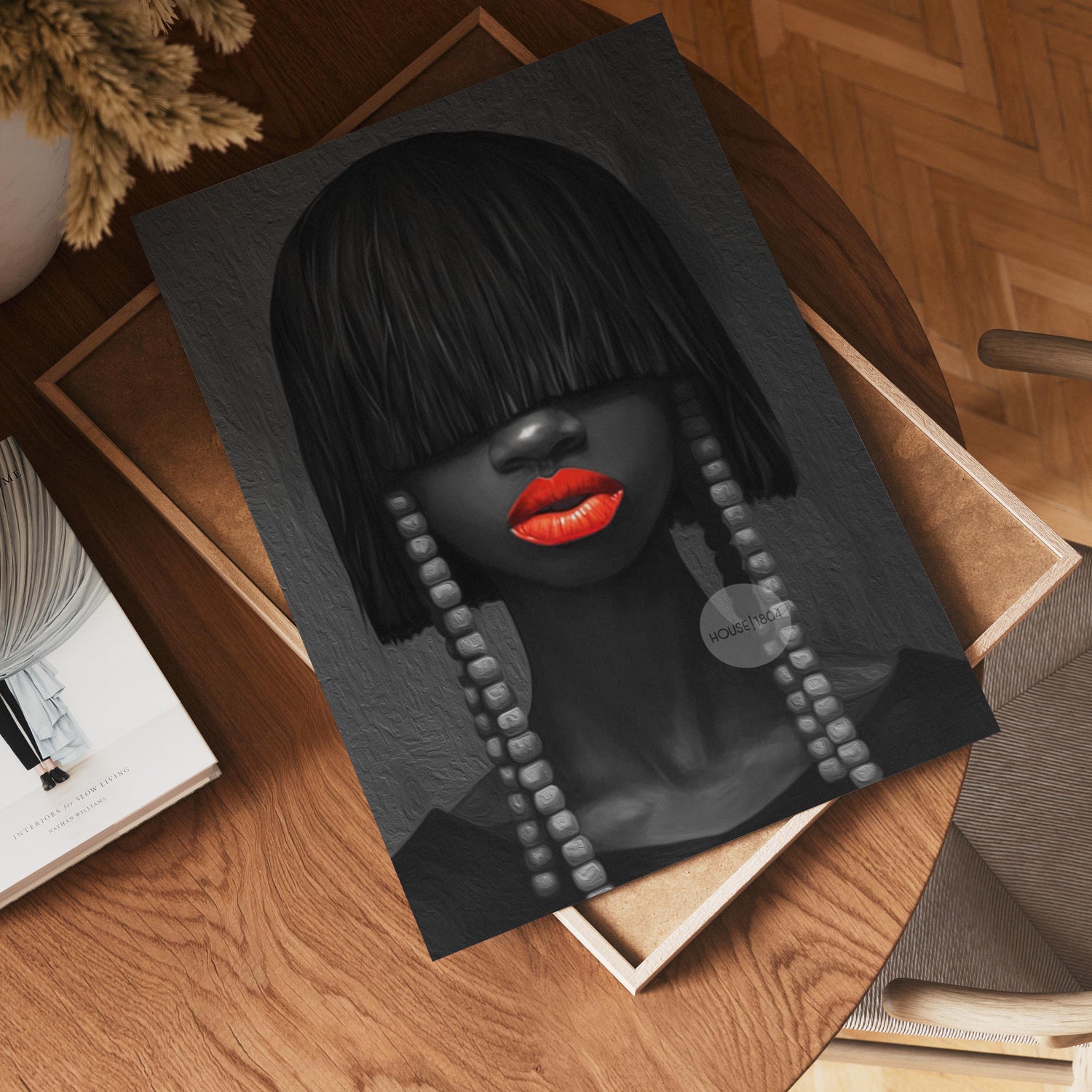 Black and White Afrocentric Woman Canvas Art