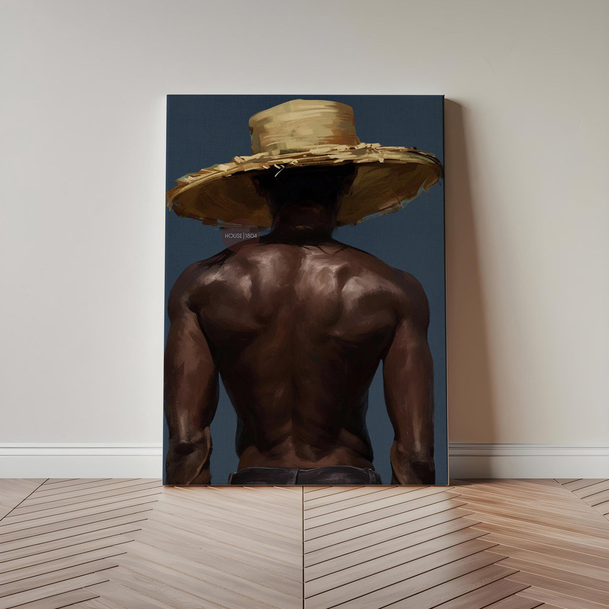 Afro Caribbean Wall Art, Island Black Man Portrait, Deep Blue Sea