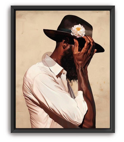 Black Man Portrait Art: Harlem Renaissance Art Print, Beige Background