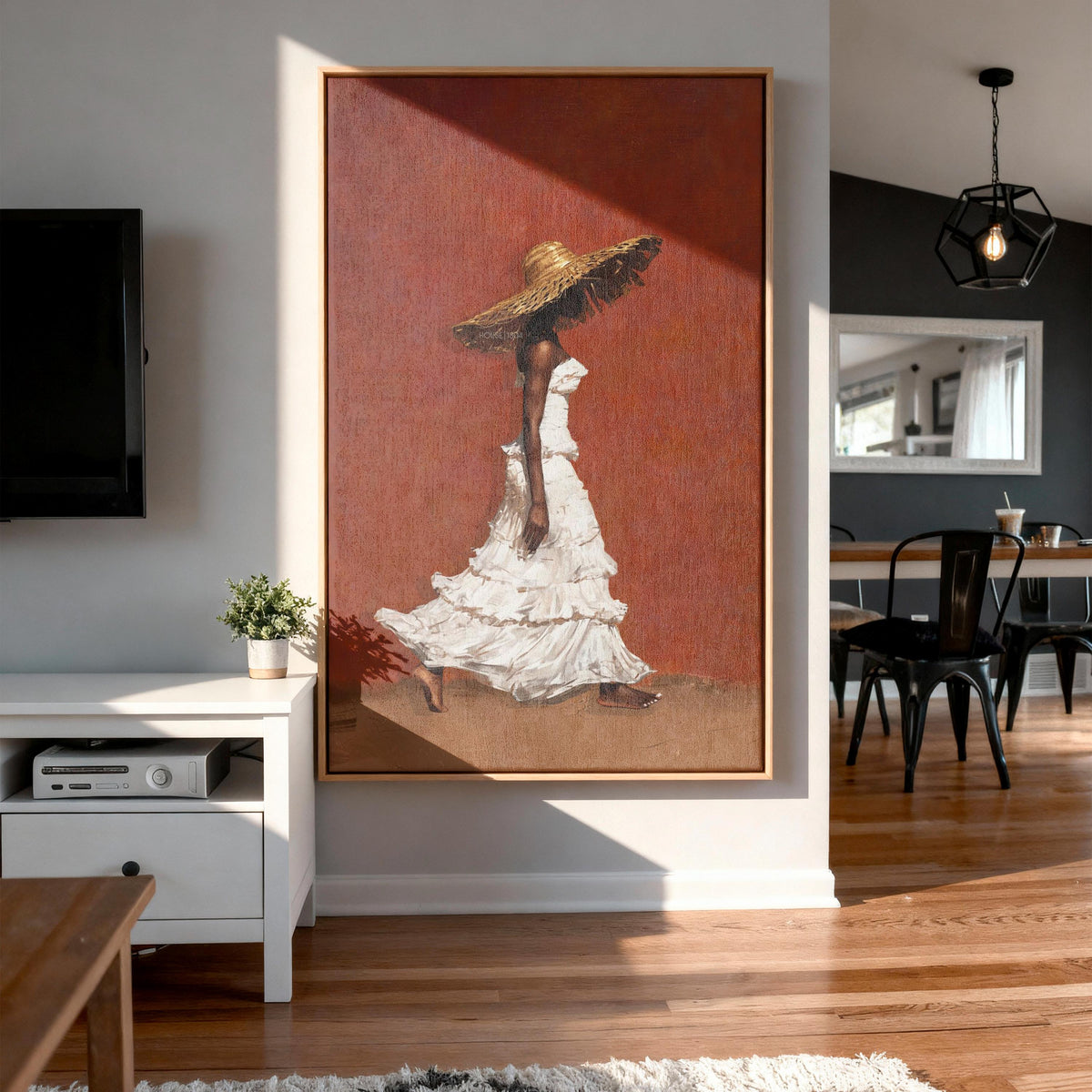 Afrocentric Wall Art, Terracotta Black Woman Portrait Canvas | Framed Unframed