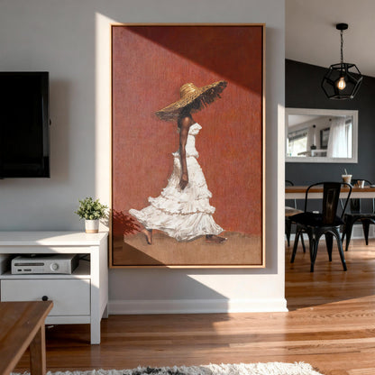 Afrocentric Wall Art, Terracotta Black Woman Portrait Canvas | Framed Unframed