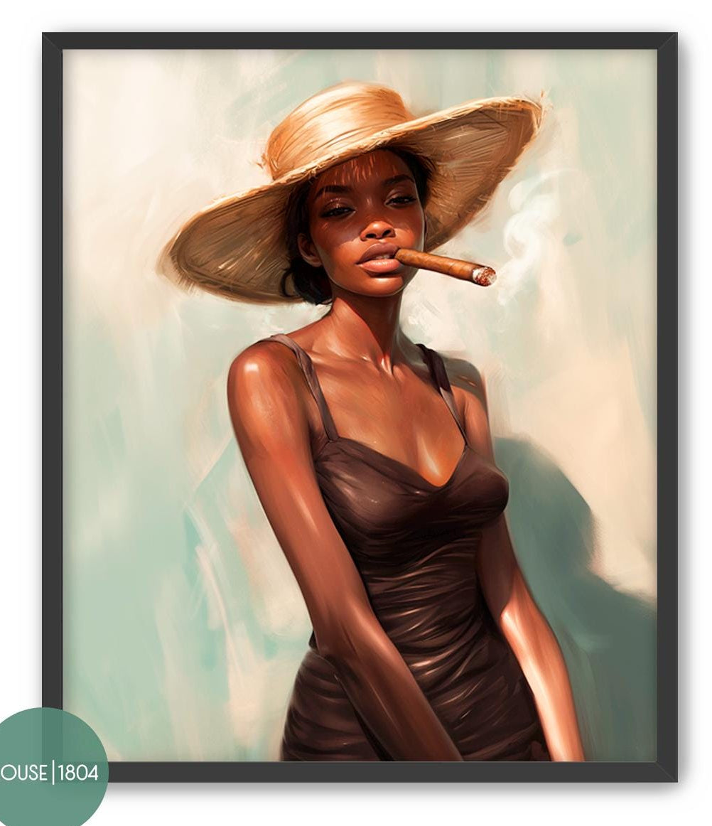 Black Vintage Style Woman Wall Art, Black Owned Gift Shop, African American Wall Art, Gift for Black Woman Art