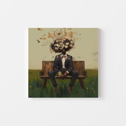Black Man Afro Art: Square Art Print, Black Man Canvas Wall Art, Abstract Male Portrait Art