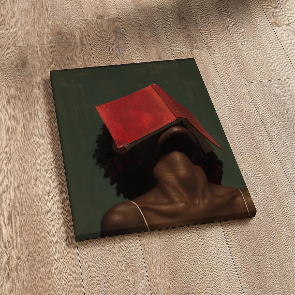 Black Woman Reading Art, Minimalist Green Portrait Canvas Prints!