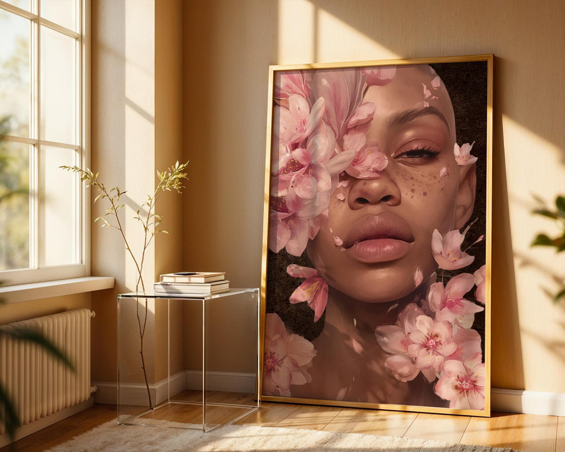 Woman Flower Head and Shoulders Art, Black Woman Modern Wall Art, Black Woman Art Print, Black Boho Art, African American Woman Abstract
