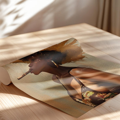 Caribbean Woman Smoking Cigar Canvas
