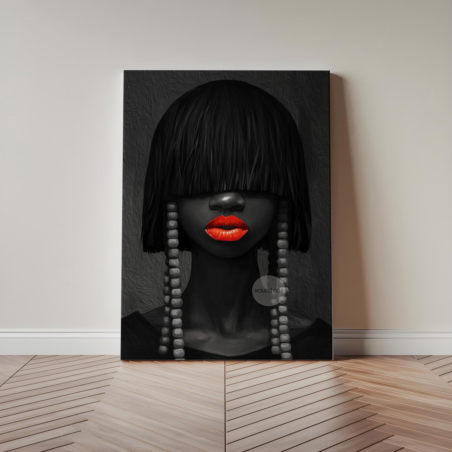 Black and White Afrocentric Woman Canvas Art
