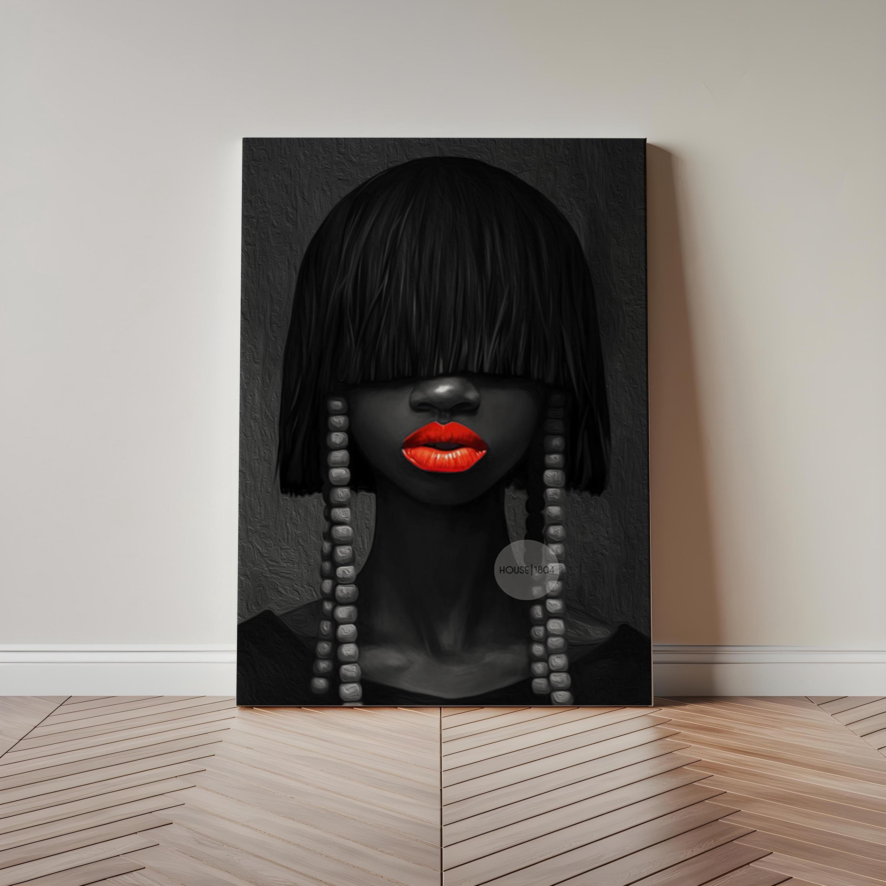 Black and White Afrocentric Woman Canvas Art